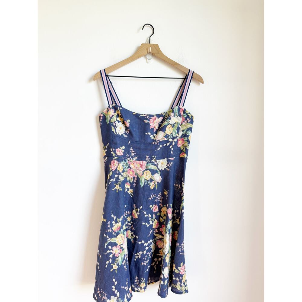 Zimmermann Zinnia Strap Mini Dress Blue Floral Summer Dress Size 2 8US - Picture 4 of 6